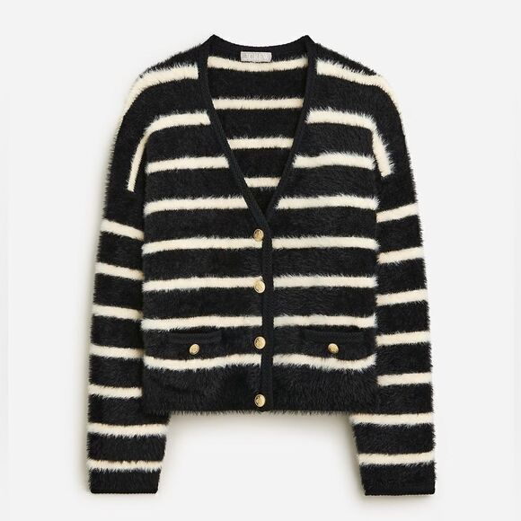 J. Crew Sweaters - J Crew Striped Brushed Yarn Sweater Lady Jacket NWT